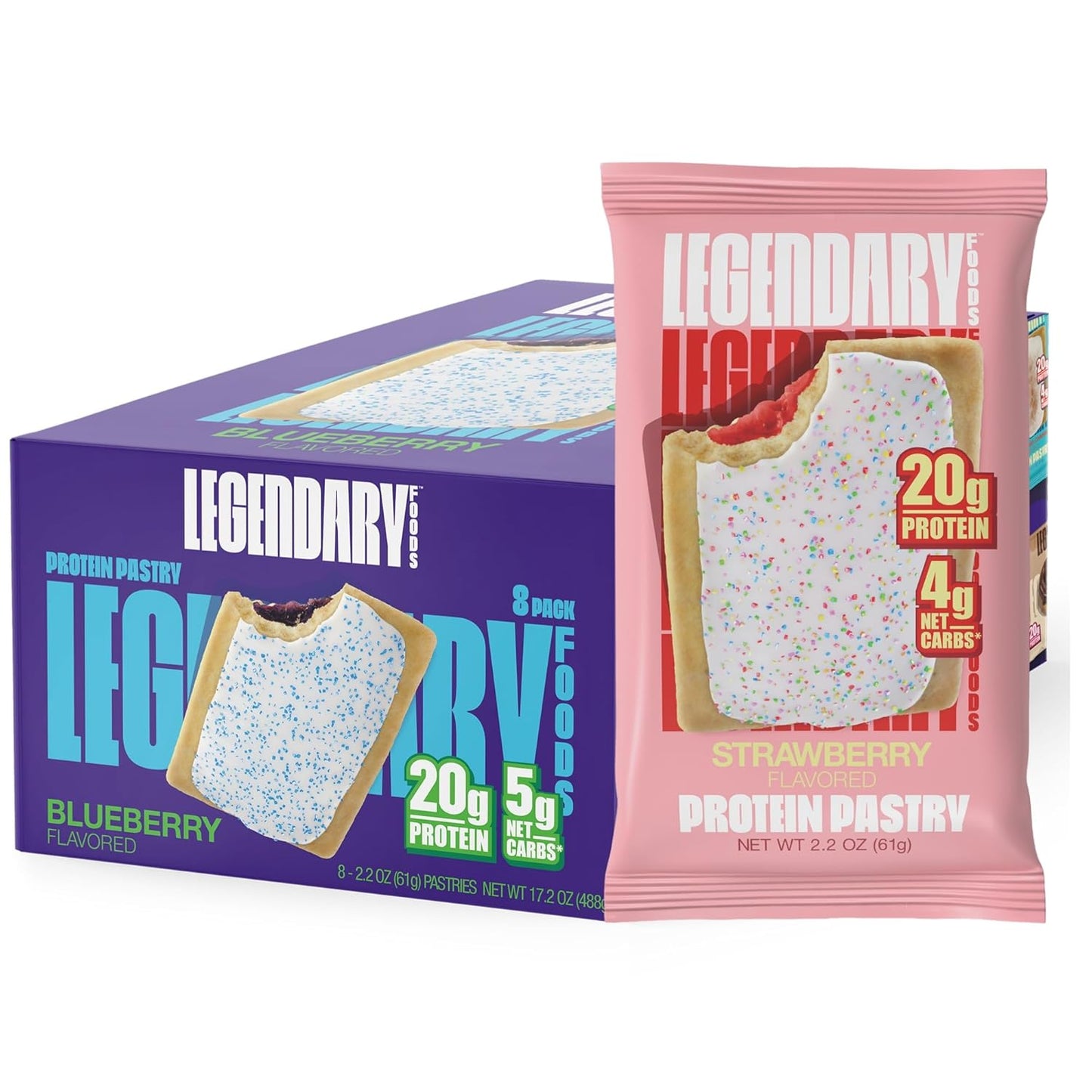 Legendary Foods 20gr Protein Pastry Blueberry,Keto Friendly, No Sugar Added and High Protein