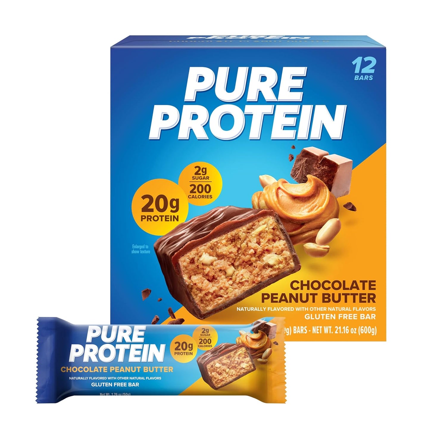 Pure Protein Bars, High Protein, Nutritious Snacks to Support Energy, Low Sugar, Gluten Free